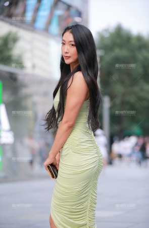 抱白狐的包臀裙小姐姐