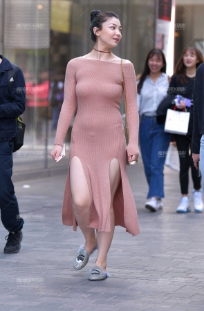 性感针织开叉长裙