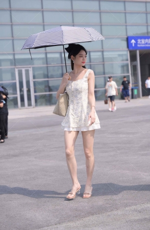 甜美碎花连衣裙美女