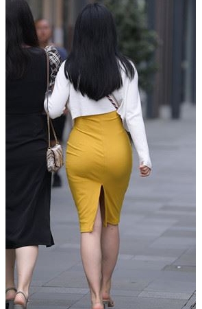 紧身黄色包臀裙(93P)