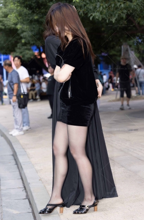 L1026-89P 上海时装周-黑丝美腿气质少妇闪灯篇 9P