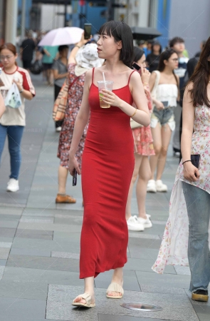 24617-8=46√魅力红吊带包臀裙～ 12P