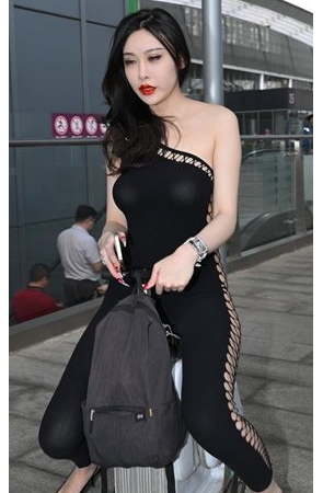 黑色连体紧身衣美女(215P)