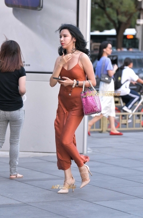 傍晚逛街的气质少妇