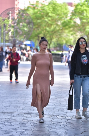 性感针织开叉长裙