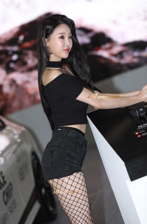 [辉辉赛贴-韩国改装车展]漂亮气质渔网袜妹子