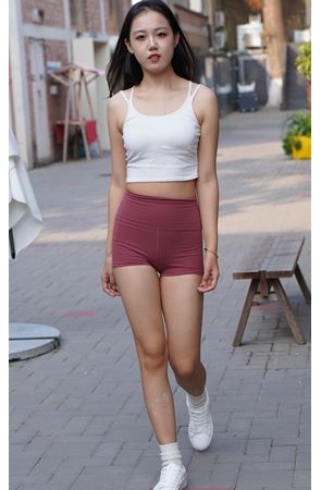 红色瑜伽短裤美眉 (517P)