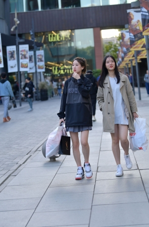 两个美腿百褶裙小姐姐