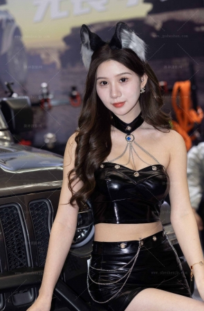 L1031-52P 苏州改装-网红车模世雅女神美胸皮裙美腿 8P