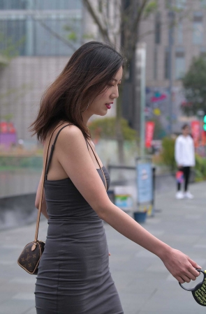 性感的遛狗美女**