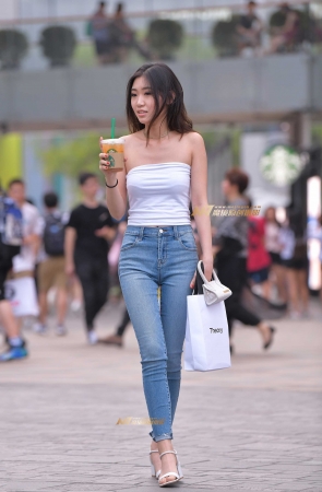 B103、性感裹胸紧身蓝牛