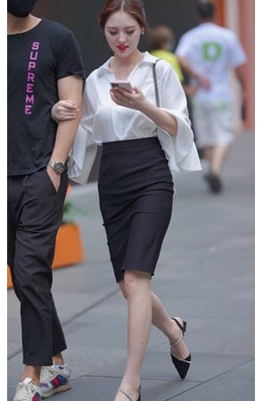 黑色职业裙美女【套图+视频】