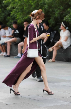 时尚豹纹高跟拖鞋 10P