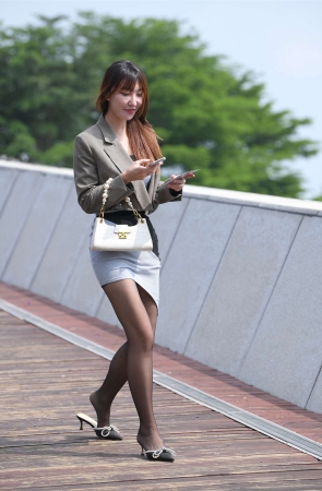 知性拼接修身裙