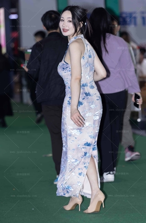 LB275-89P 杭州台球展-前凸后翘的旗袍少妇