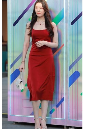 高跟红色吊带长裙美女(72P)