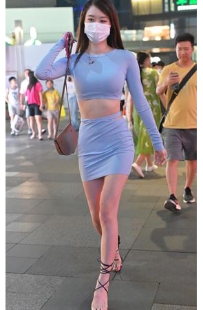 蓝色包臀裙美女(242P)