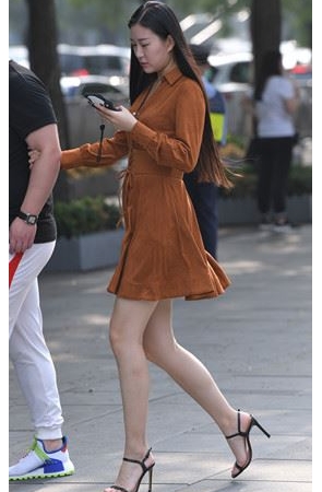 长发棕色连衣裙小姐姐(19P)