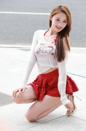 红色蛋糕裙网红-小桂圆【套图➕视频】