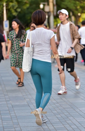 蓝绿瑜珈裤