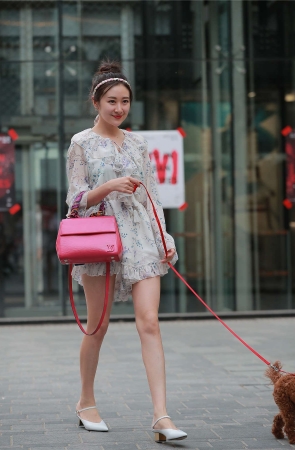 遛狗的漂亮小姐姐