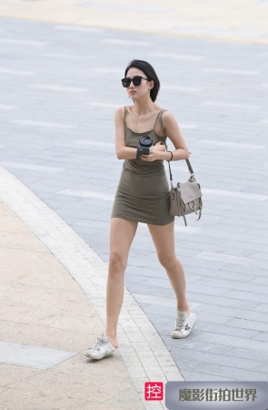 军绿色吊带裙MJ540[410M]